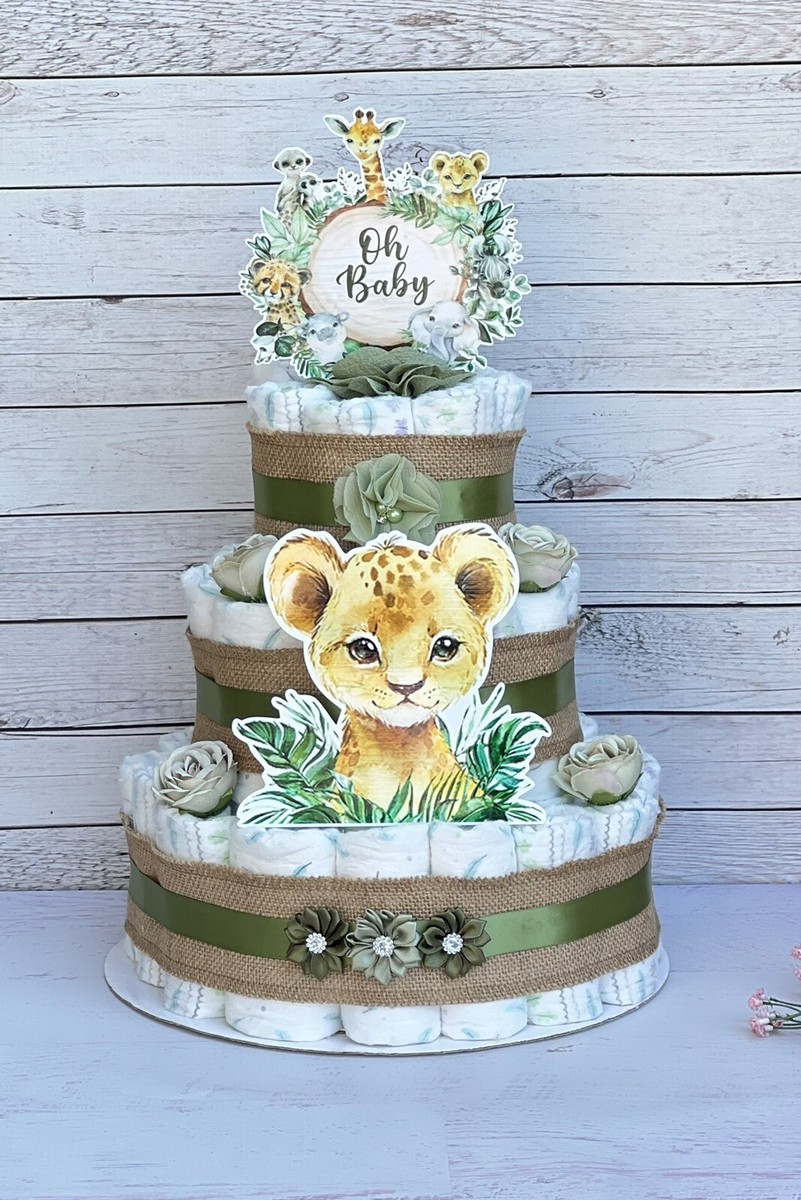 Cake King Baby Shower Lion King Diaper Cake Tier Safari Diaper