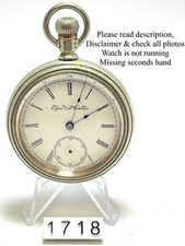1895 Elgin National Watch Size 18s Model 5 Open Face Pocket Watch Not Working