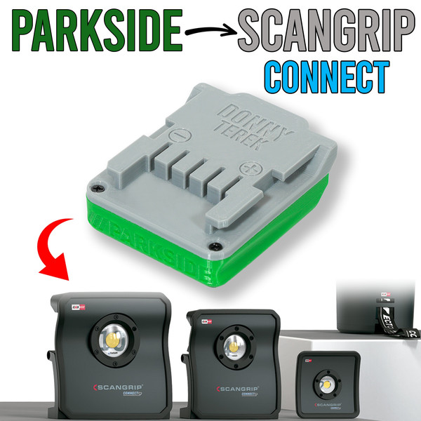 Adaptador de batería Lidl Parkside X20V para montaje de luz Scangrip Connect