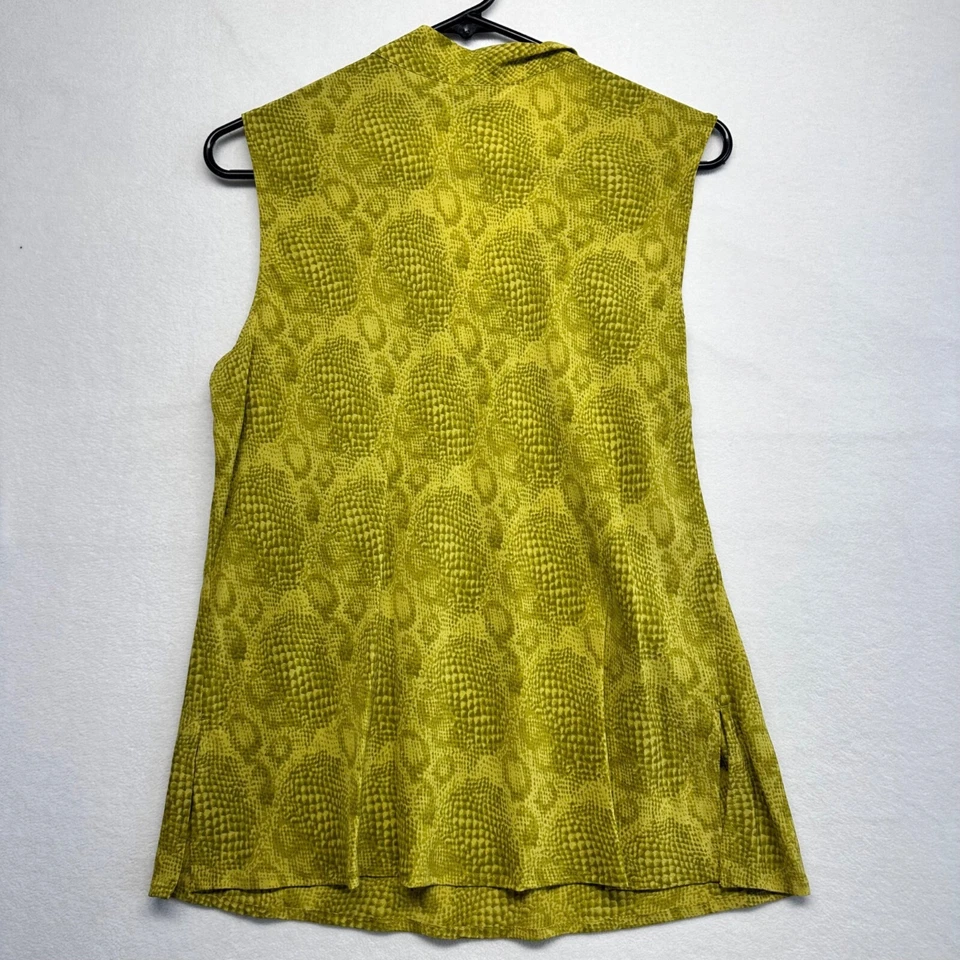 Mossimo Womens Y2K Silk Green Snake Print Sleeveless Top Tie Collar Size XL - Image 2 of 4