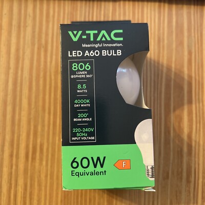 V-TAC 217261 LED EEK F (A - G) E27 Glühlampenform 8.50W Tageslichtweiß