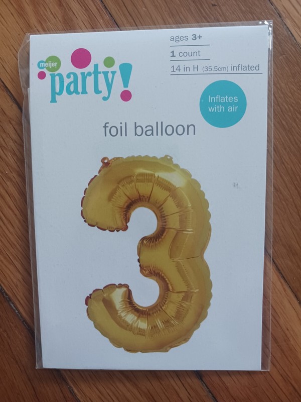 Party! Foil Ballon number"3" 14 in Height Gold