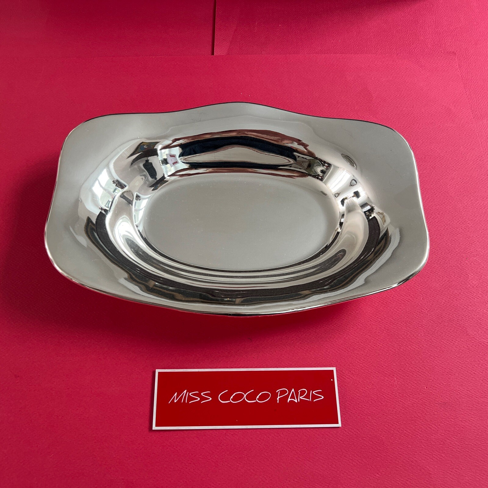 Plano Hondo Vegetal Pan Christofle Metal Plateado Muy Bonito Estado 34x23 CM