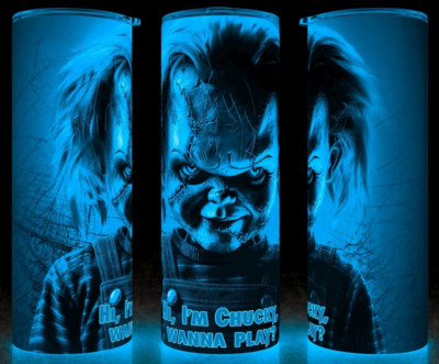 Glow in the Dark Chucky - Hi I'm Chucky, Wanna Play? Horror Cup Mug Tumbler 20oz