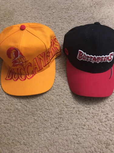 Lot 2 NFL Vintage Tampa Bay Buccaneers Cap Hat Throwback Original Orange Old - Picture 1 of 12
