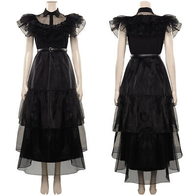 2022 Wednesday Addams Prom Dress Cosplay Costume