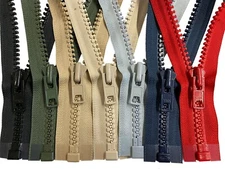 YKK #10 10" - 36" Large Molded Plastic Heavy Duty Jacket Zippers Separating
