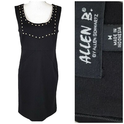 Allen B Schwartz Womens Medium Studded LBD Sleeveless Scoop Work Career Corpcore
