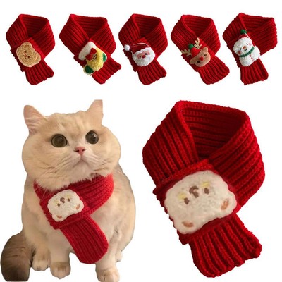 Christmas Dog/Cat/Pet Scarf Adjustable Warm Knitted Scarf Bibs for Pet Cat Do  l