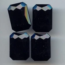12 VINTAGE JET ACRLYIC 25x18mm. OCTAGON FACETED TOP CABOCHON 6876