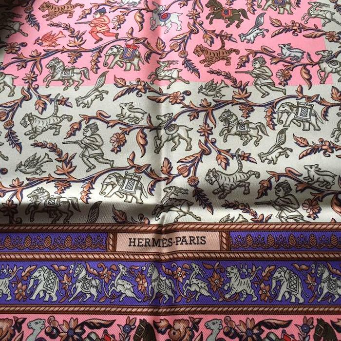 Hermes Scarf Stole Chasse en Inde Michele Duchene Silk Animal Mint