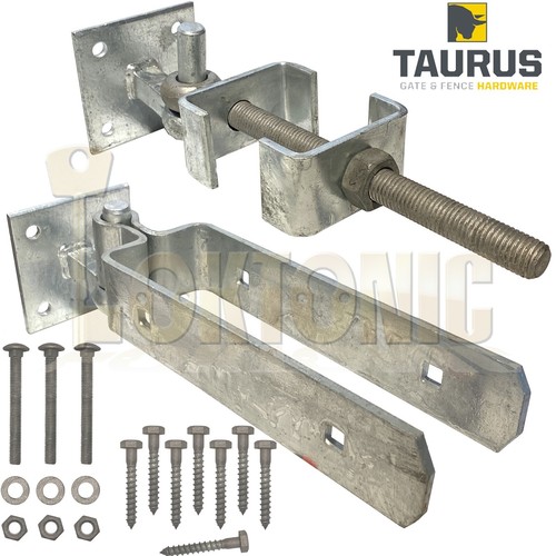 Galvanised 4pc Heavy Duty Adjustable Field Gate Hinge Set With Hook On Plates - Picture 2 of 7