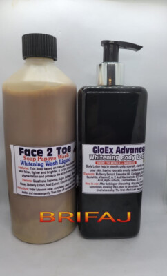 GloEx Advanced WhiteningLotion 550ml. & Face2Toe Papaya Body Wash 550ml