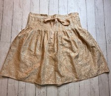 BCBG Maxazria Womens Orange Silver Textured Lining Pleated Midi Skirt Size Small