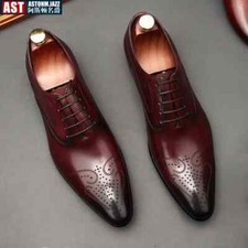Handmade Mens Dress Shoes New Style British Trend Brogues Wedding Business Shoes
