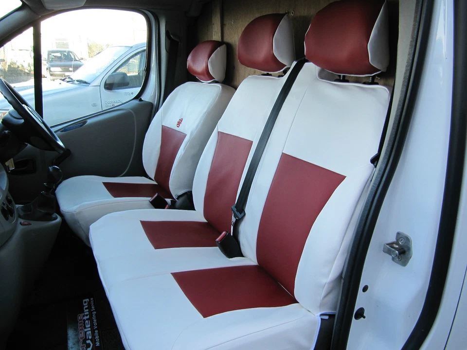 FUNDAS DE ASIENTO DE FURGONETA TILORED ROJO Y BLANCO COMPATIBLES CON RENAULT TRAFFIC Foto 3 de 4
