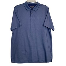 Tasso Elba Mens Supima Cotton Blend Polo Shirt Blue Short Sleeve Medium