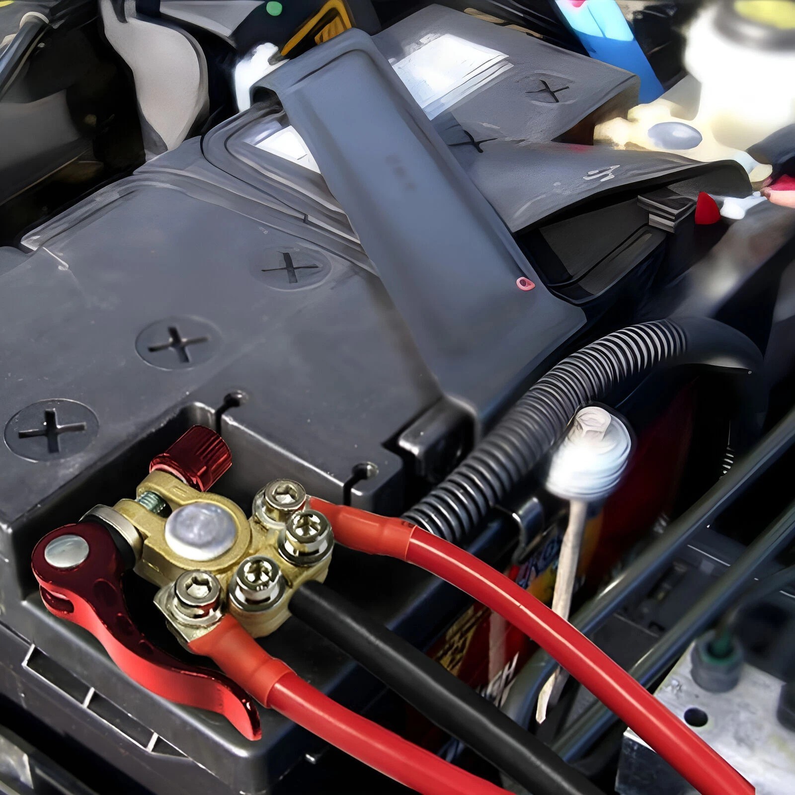 4pcs Car Battery Terminal Connector 4 Way Positive Negative Pole Quick Release