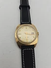 Vintage Timex Automatic Watch Gold Tone Date New Strap Running Spares