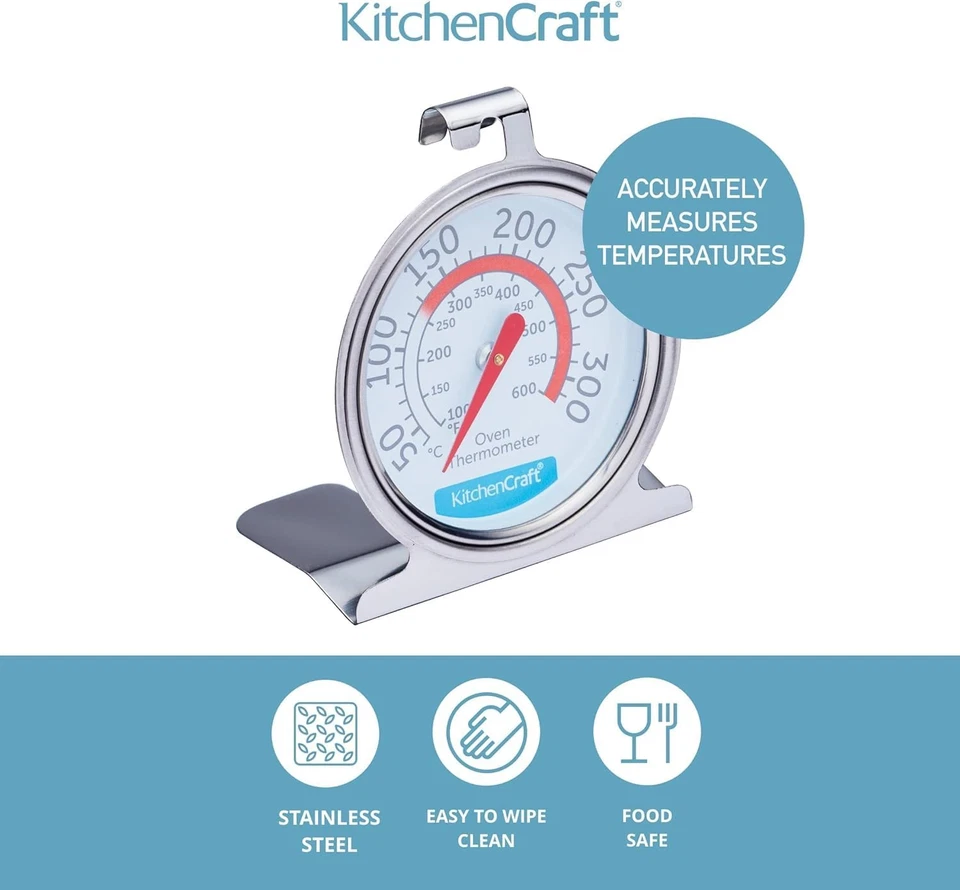 Termometro Forno Acciaio Inox 6,5x8cm Ventola Gas Cucina Argento - Immagine 3 di 4