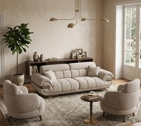 3 Sitzer Sofa Sessel Stoffbezug Holzrahmen Mittlere HäRte Modern Neu
