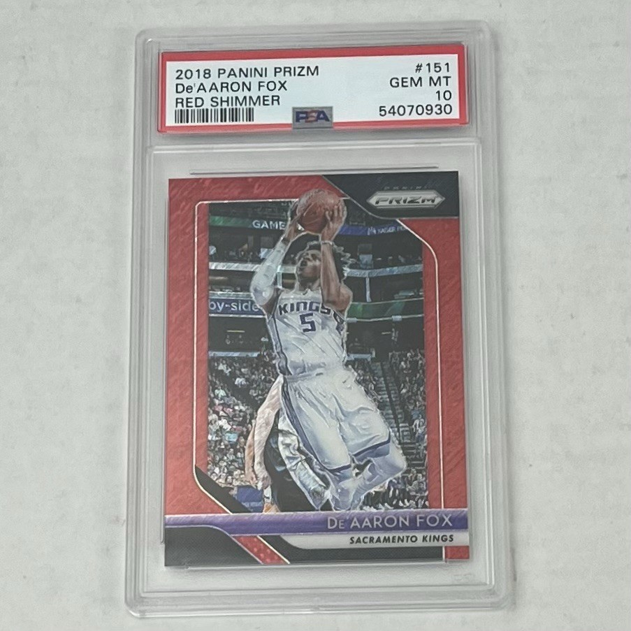 De'Aaron Fox 2018 Panini Prizm Red Shimmer #151 PSA 10 SSP 6/7 Spurs Kentucky view 5