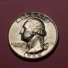 🟅 UNC 1964 D 90% Silver Wash. 25¢ - 62-Year-Old Coin