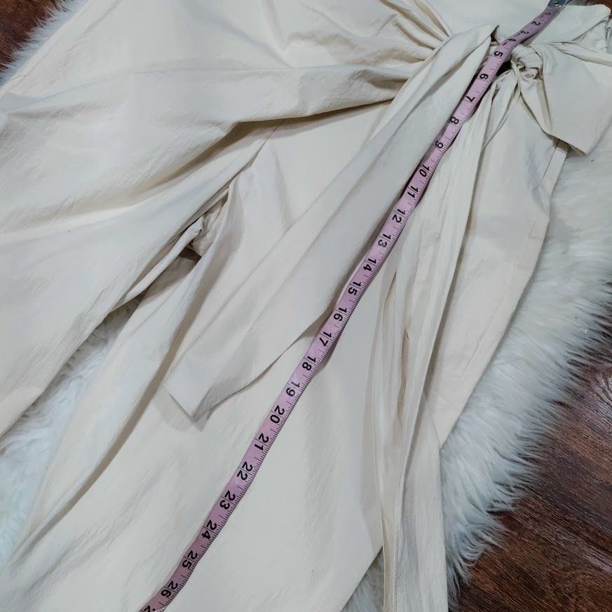 Zara Womens XL High Waisted Tapered Leg Capri Trousers Pants Cream Off White  thumbnail 13