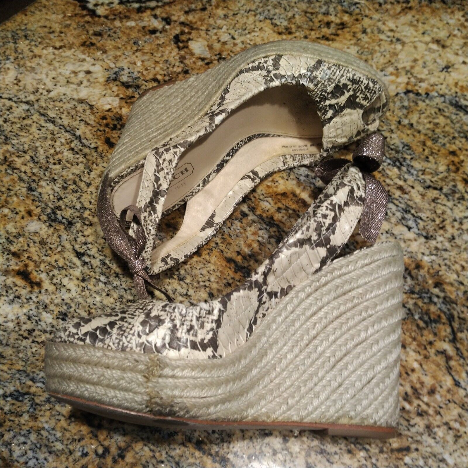 Rare Coach Maritza Python Snakeskin Bow Espadrill… - image 8