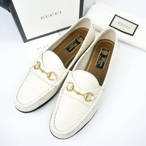 Mocassins cuir GUCCI Horsebit pointure 39 blanc plat boîte chaussures sac