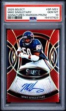 PSA 10 Pop 1 2025 Panini Select Mike Singletary Maroon /75 Prizm Bears Auto SSP