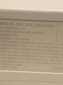 Nintendo Wii Console RVL-001 Controller Nunchuck All Cables Tested 