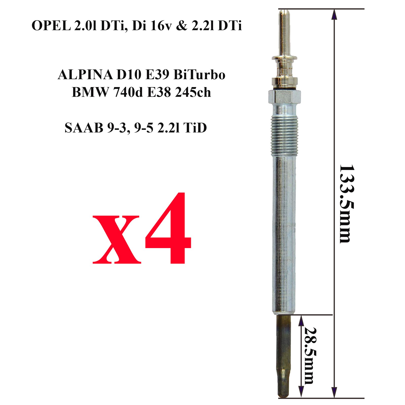 Bougie de Préchauffage Haute Performance pour Moteur SAAB 2.2 TiD 90569338