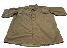 Drake Ducks Unlimited Button Short Sleeve Beige Shirt Mens Sz 2XL XXL Waterfowl