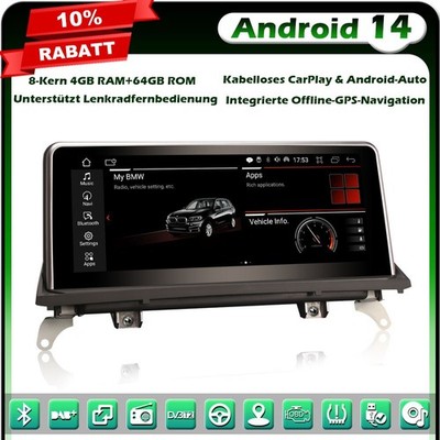 10.25'' Android 14 Autoradio GPS Navi für BMW X5 E70 X6 E71 CCC CarPlay 64GB WiFi