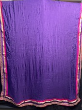 Purple Sheer Indian Dupatta Scarf   Gold  Pink Trim 86x42