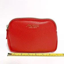 3 pack - Shiseido Red Faux Leather Cosmetic Makeup Pouch