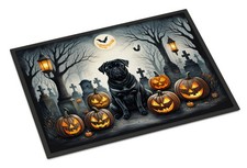 NEW Black Pug Spooky Halloween Doormat Front Door Mat Indoor Outdoor Rugs for