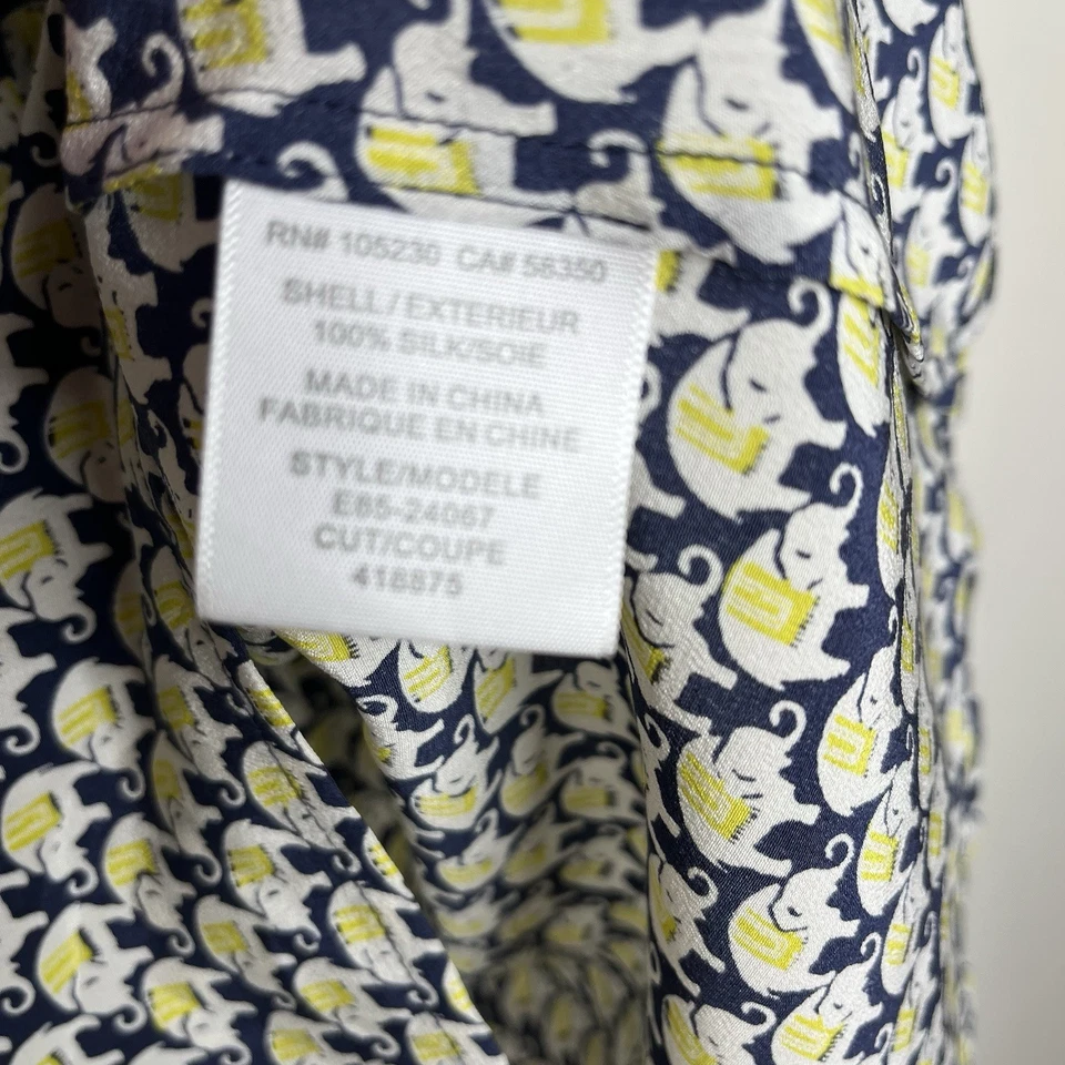 Camiseta sin mangas Joie Silk Elephant azul marino para mujer pequeña sin mangas caprichosa estampado animal Foto 4 de 4