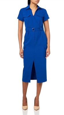 Derek Lam 10 Crosby Women s Bright Blue Short Sleeve Dress Size 10 New With Tag