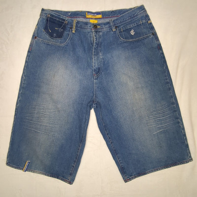 Vintage Y2K Baggy Rocawear Blue Wide Leg Embroidered Jorts sz. 38W Hip Hop