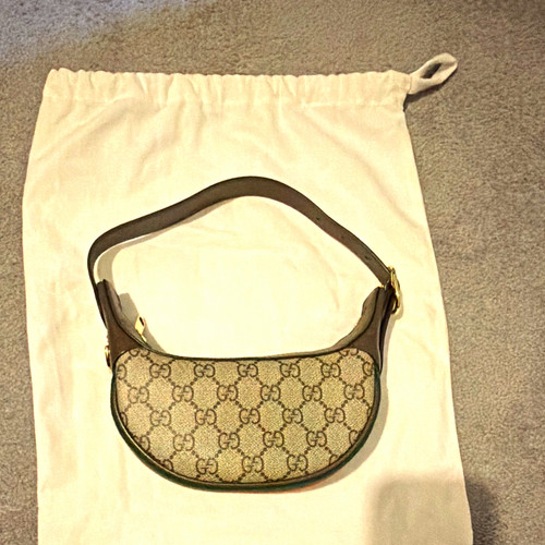 Gucci Ophidia Mini GG Canvas Web Stripe Zip Shoulder Bag Dust Bag
