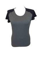Bench Damen Mesh Panel Tee T-Shirt Kurzarmshirt Oberteil, Schwarz Grau, M