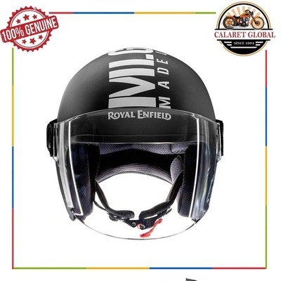 PASSEND FÜR ROYAL ENFIELD MOTORRAD OPEN FACE MLG (V) HELM MATT SCHWARZ/WEISS