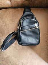 Black Crossbody Sling Bag with Zip Closure and Inner, Outer Pockets