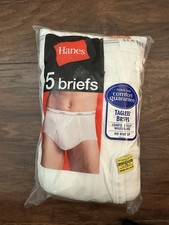 Hanes 2010 NOS Men's White Briefs Underwear Pack of 5 Size M 32-34 100 Cotton