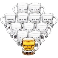 12 Pack 1 Oz Mini Beer Mug Shot Glasses with Handles for Party, 1.57 x 1.9 In