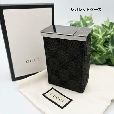 GUCCI GG Canvas Cigarette Case Black Vintage Tobacco Pouch Used From Japan