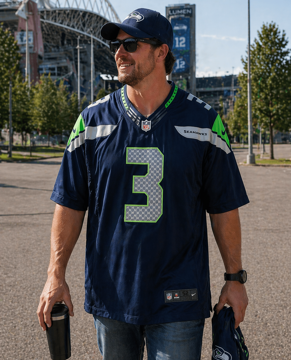Nike Men NFL Seattle Seahawks Russell Wilson #3 Game Jersey 2XL