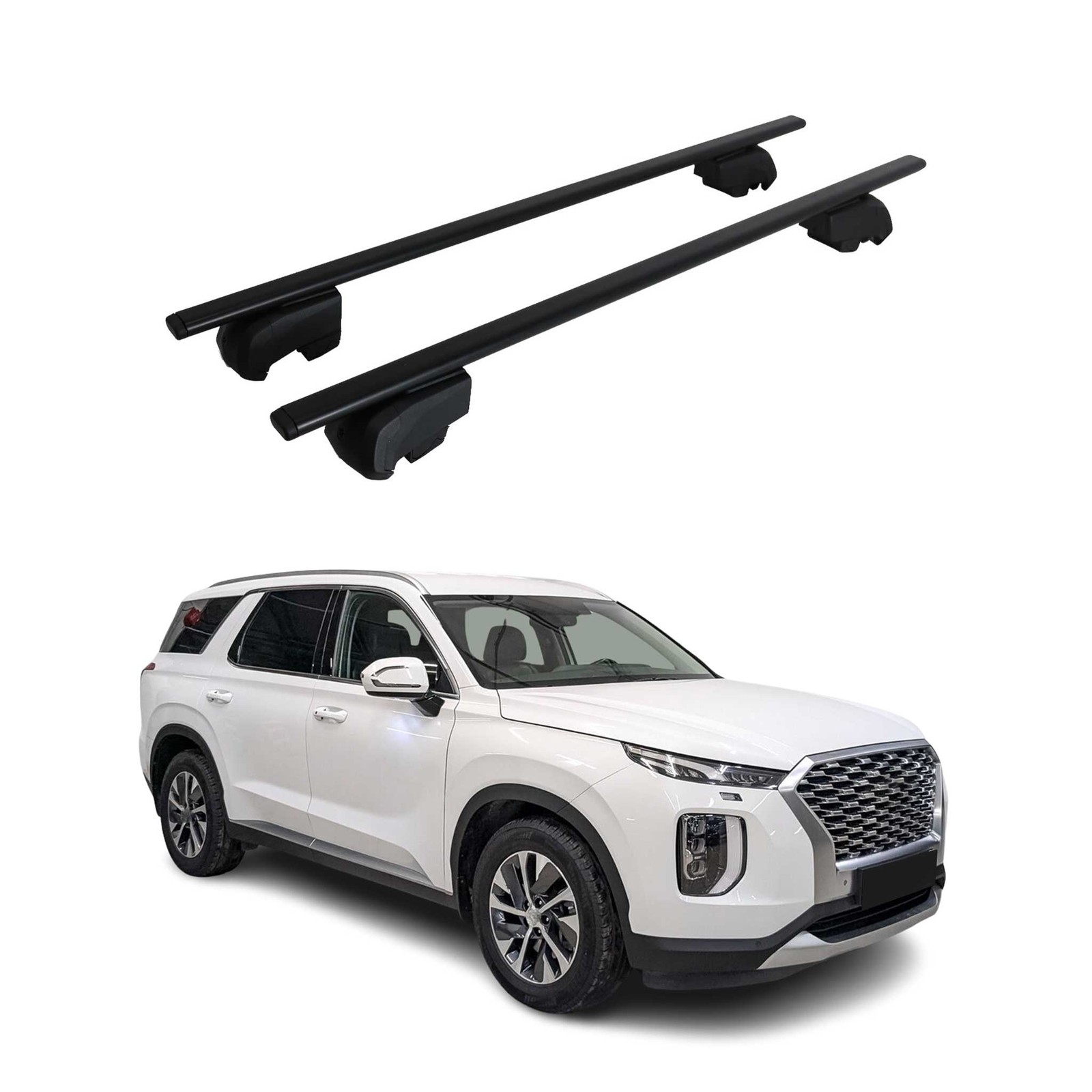 Barres de toit transversales pour Hyundai Palisade 2020-2025 fer noir avec homologation ABE